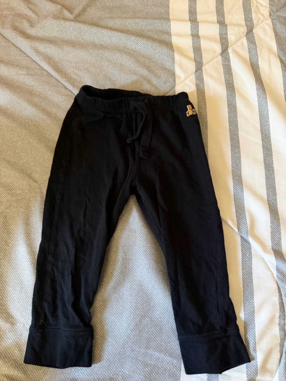 GAP Black Kids Drawstring Leggings with Gold Embroidered Detail